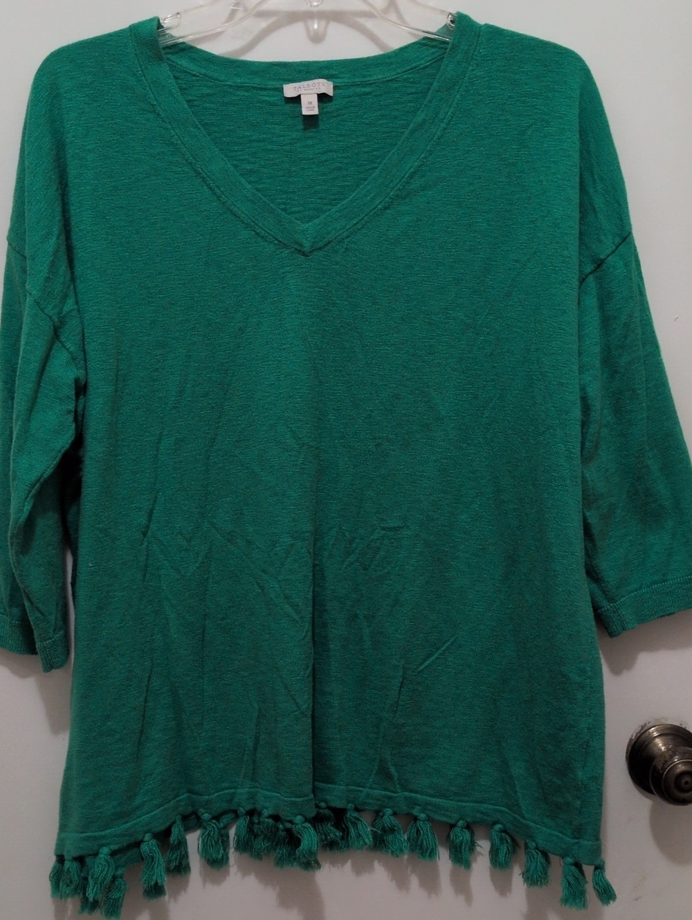 Talbots Green V-Neck Tassel-Hem Tunic